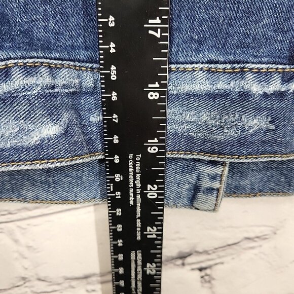 Free People Jean Jacket Boho Sweater Sleeves Distressed Womens Size M - Picture 9 of 10